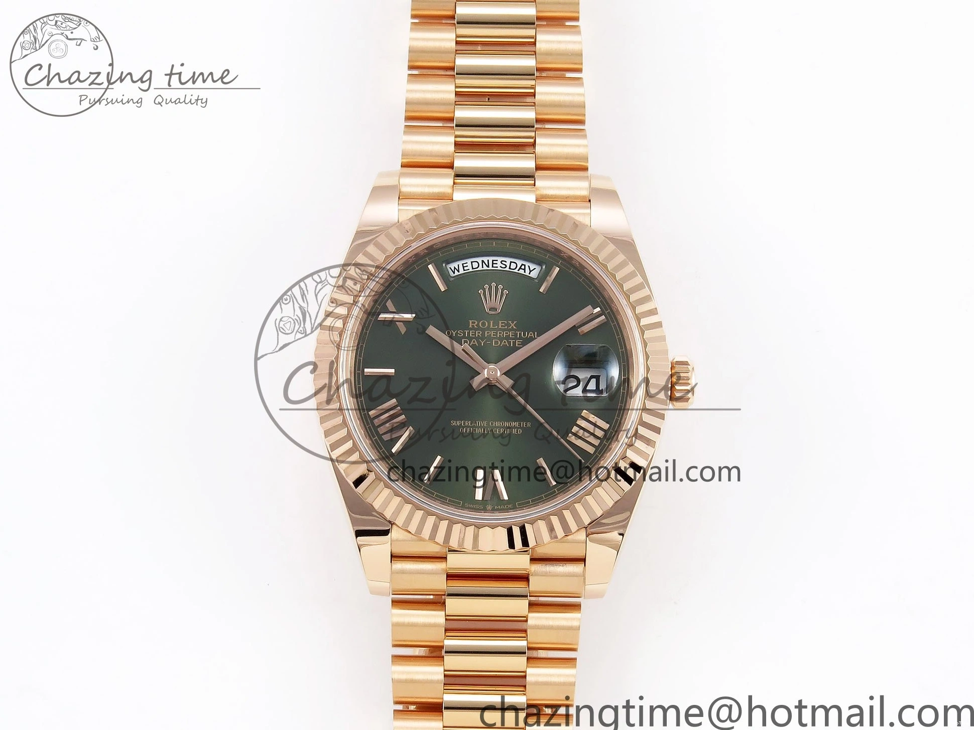 MiroTime 1228 Day Date 40 RG 228235 ARF 1:1 Best Edition Green Roman Dial on President Bracelet VR WrinkleFree 1509